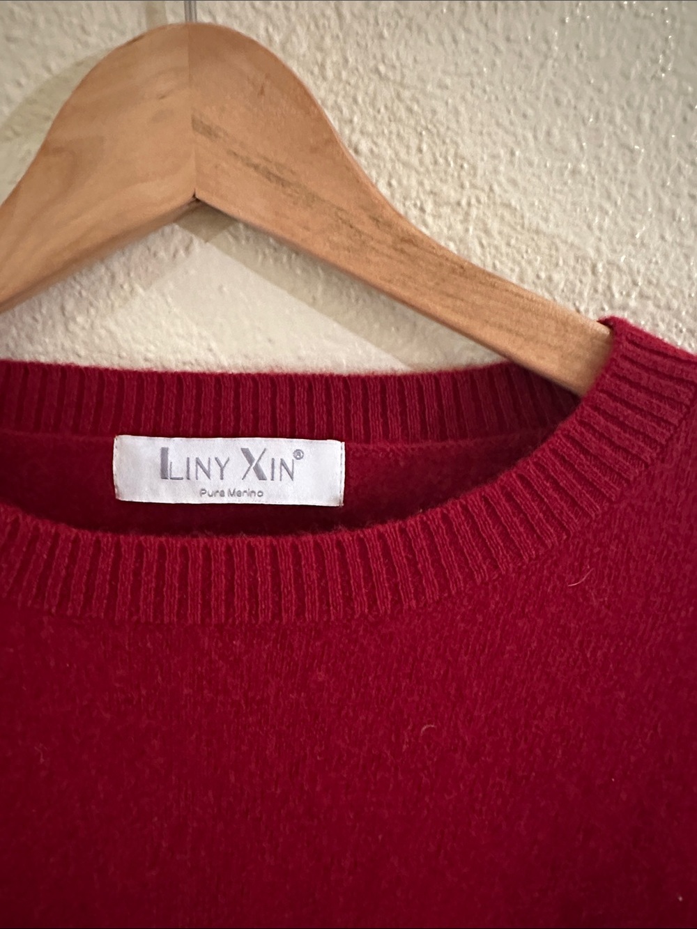 LINY XIN Super Fine Merino Wool Soft Knitted Pullover Red Women’s L